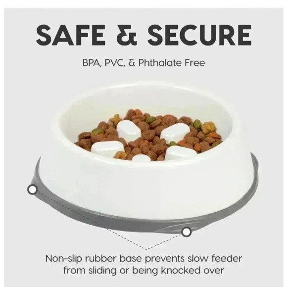 Slow Feeder‎ Dog Bowl White Gray Pet Food Bowl - Picture 4 of 5